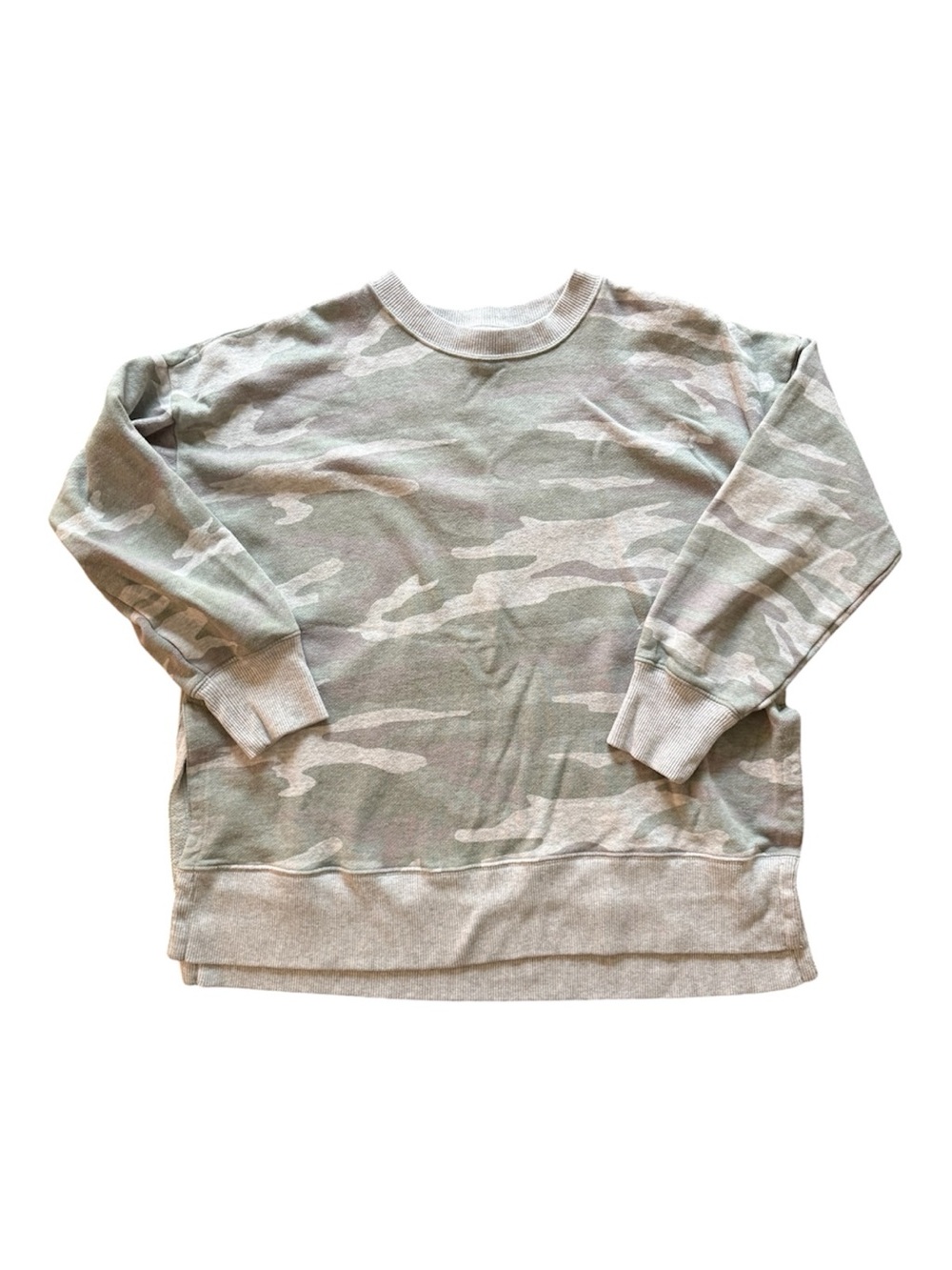 Aerie Oversized Tunic Camo Crewneck Split Sweatshirt Small